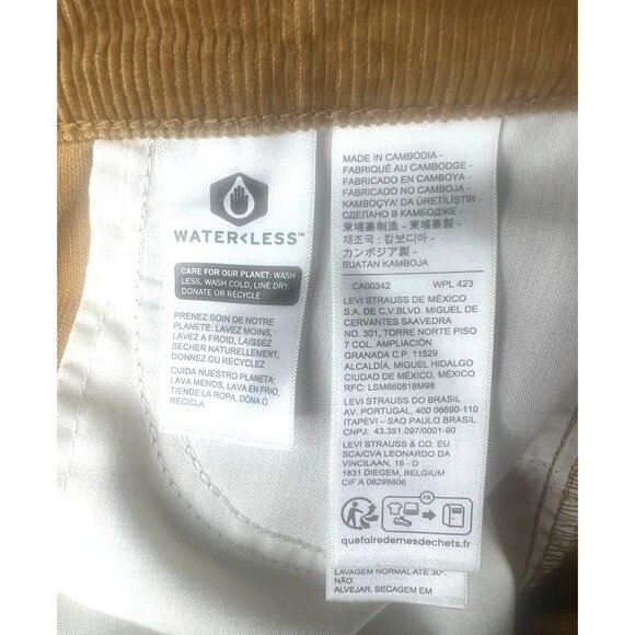 Levis 94 Baggy Corduroy Pants Size 24 Mid Rise Loose Fit Straight Leg Tan Womens - Picture 9 of 15